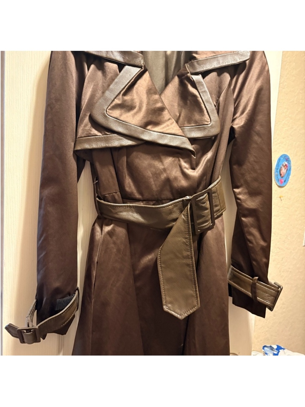 Vintage Bebe Women's Brown Trench Coat with Belt